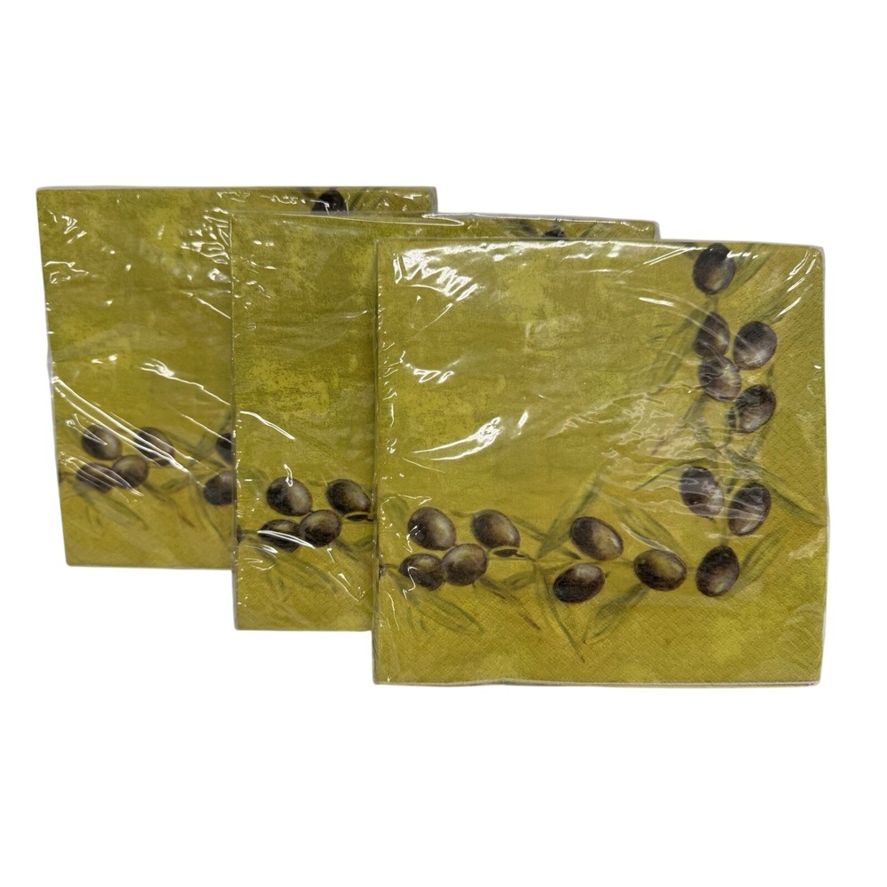 Lot of 3 Creative Papers Olives Lunch Napkins 16 Count NEW